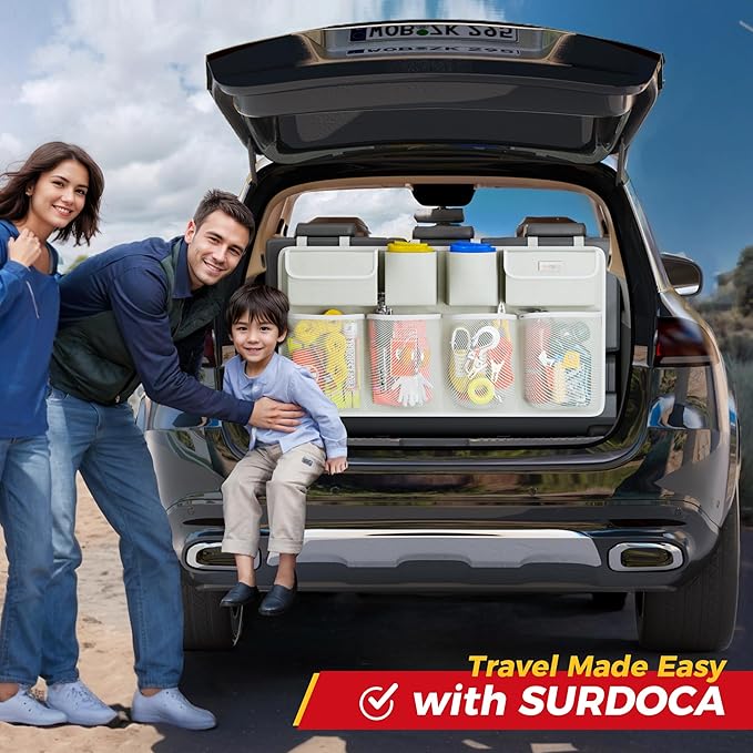 SURDOCA Car Trunk Organizer, LARGE CAPACITY(43 x 19 in) Car Storage Bag with 8 Pockets, 7X Upgraded Trunk Storage Organizer for Car, SUV, Truck, MPV