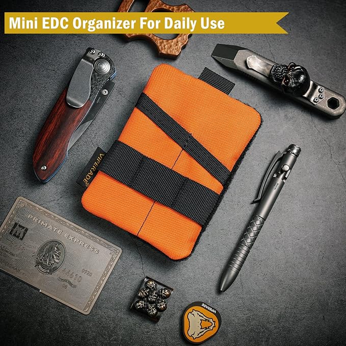 VIPERADE VE15 Small EDC Pouch, Pocket Organizer, EDC Pocket Pouch with DIY Patches Area, EDC Pocket Organizer Wallet for Cards, Small Tool Pouch for EDC Gears