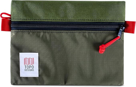 Topo Designs Accessory Bags, Travel Organizer Accessories for Smaller Items, Durable Storage Pouch, 3 Sizes, Fully Lined Pack Cloth (Medium, Olive/Olive)