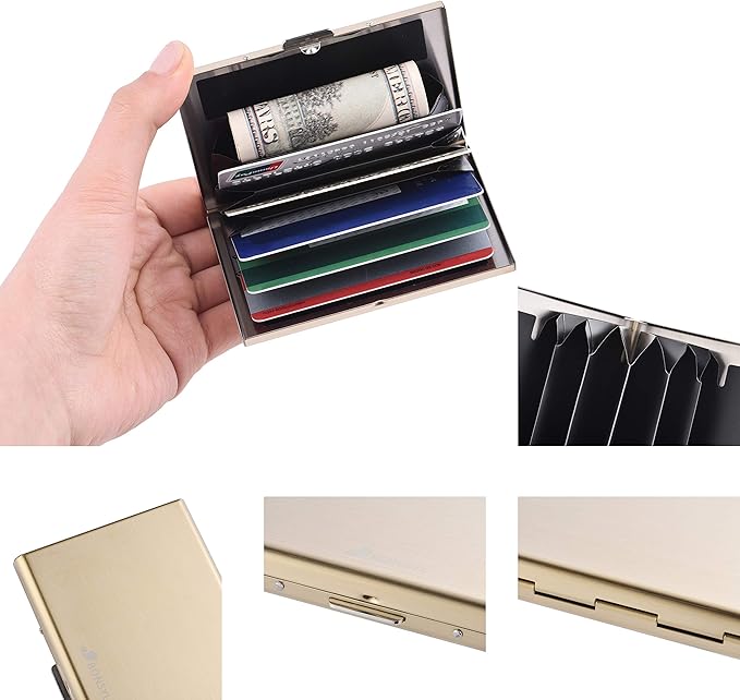 BONSYL® Credit Card Holder, RFID Blocking Slim Metal Credit Card Wallet, with Card Slots, for Women and Men. | RFID Blocking, Slim, 6 Card Slots