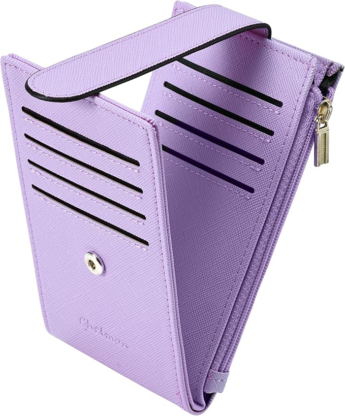 Chelmon Womens Wallet Slim RFID Blocking Bifold Multi Card Case Wallet with Zipper Pocket (Light Purple)