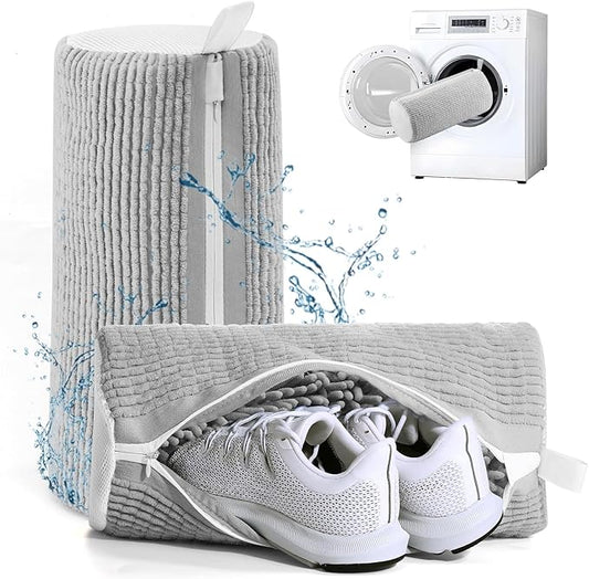 Aship Shoe Washing Machine Bag, Laundry Shoe Bag for Washer and Dryer - 2PC Reusable Shoe Cleaning Bag for Sneakers,Tennis Shoes, 360° Deep Cleaning With Self-locking Zipper for All Shoe Sizes - Gray