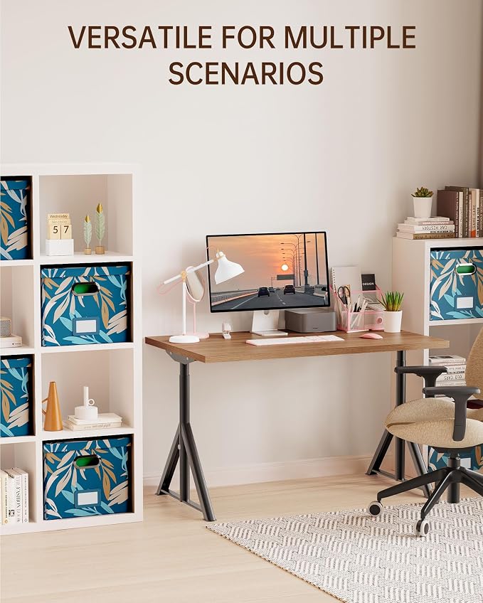 Oterri File Organizer with Lid, File Box, File Cabinet for Letter File Folder Storage, Hanging File Organizer for Office/Decor/Home,Document Organizer, 1 Pack,Leaf Blue-Box Only