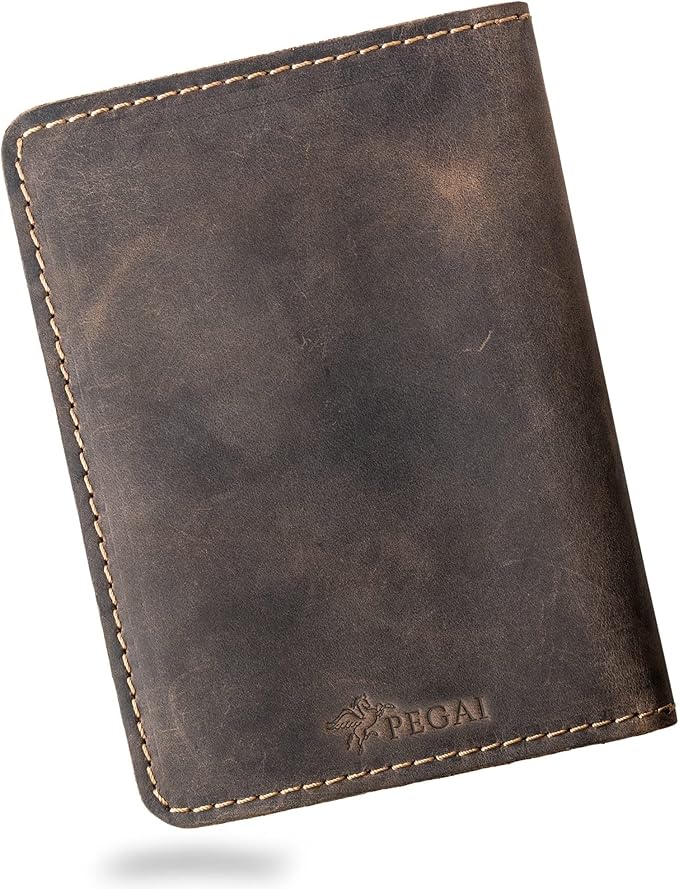 PEGAI Personalized Leather, Passport Holder For Travel | Handmade Passport Wallet Cover Case | Travel Document Holder, Passport Cover for Men, Women, and Family | Pike (Chestnut Brown)