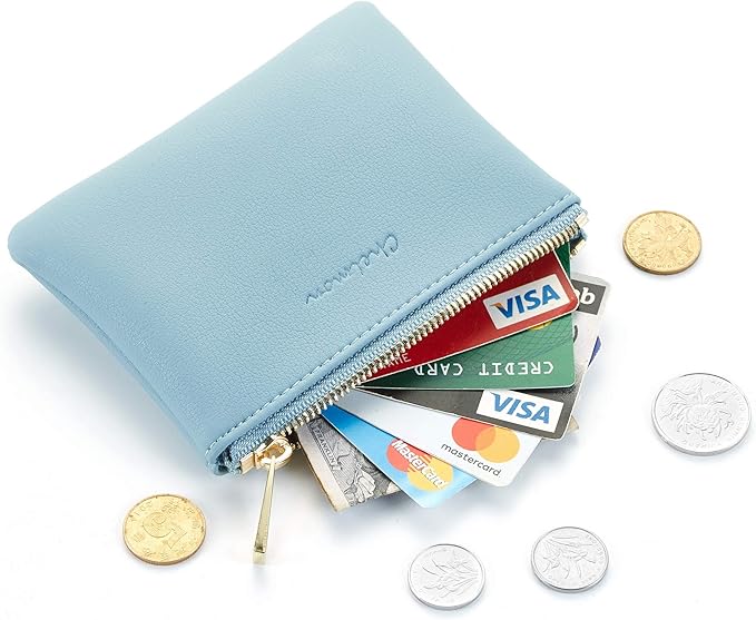 Chelmon Vegan Leather Coin Purse Pouch Change Purse With Zipper For Men Women