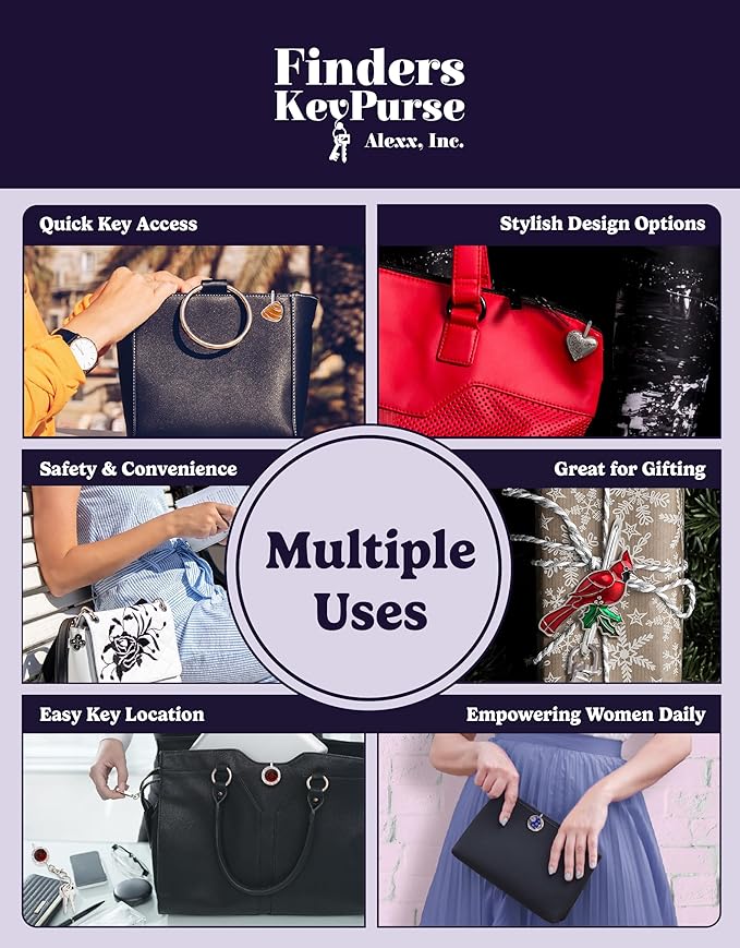 Women’s Bag Charm Key Finder, Car Keychain Hook, Cute Purse Organizer & Tote Bag Accessories, Gifts for Mom - Bling