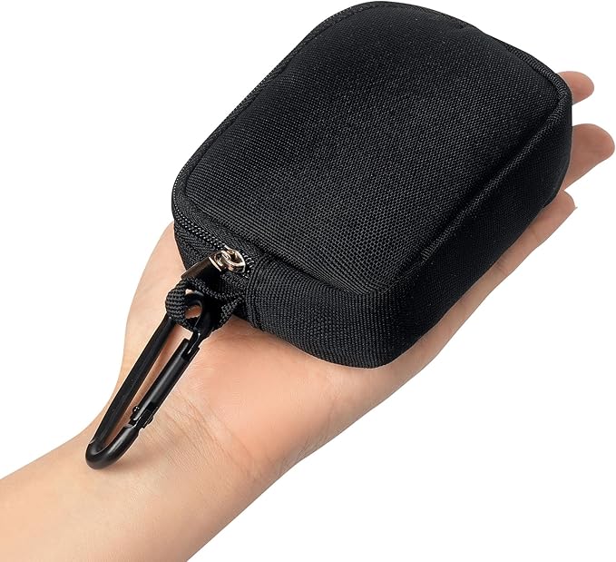 2-Piece Mini Pouch with Carabiner Clip, Unisex Small Organizer Case for Electronics, Makeup, and Accessories (Black)