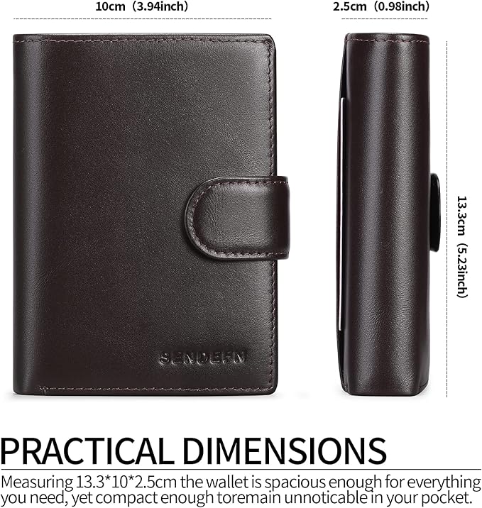 SENDEFN Men's Wallet Genuine Leather Bifold RFID Blocking Wallets for Men Credit Card Holder with Coin Pocket