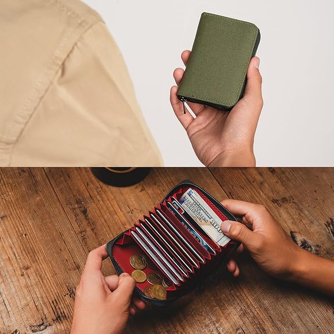 TACTICAL_GEEK PC1 EDC Durable 11-Slot Nylon Card Holder for Credit Cards, Lightweight Zippered Minimalist Wallet for Men and Women, Ideal for Work Travel, with Coin Pouch, Ultra-light and Waterproof,