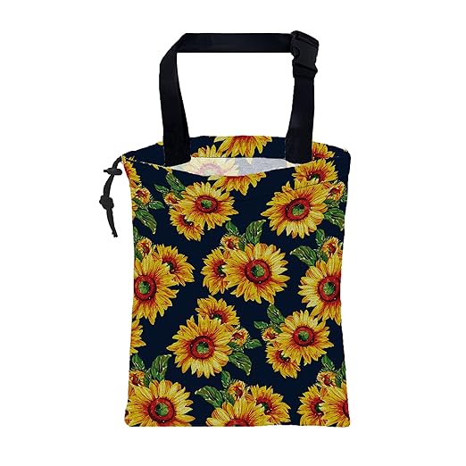 Car Trash Bag Abstract Yellow Sunflowers Hanging Drawstring Car Organizer and Storage Bag with Adjustable Buckle Canvas Garbage Bin for Back Seat or Hanging Headrest Car Decor Road Trip Essentials
