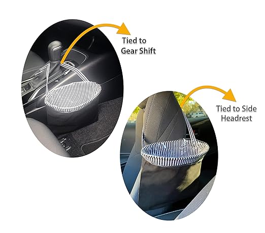 Car Trash Bag Hanging Front Seat Back Seat Headrest Console - Car Trash Bin with Reusable Waterproof Liner and Disposable Bags - Car Waste Basket (Small Black)