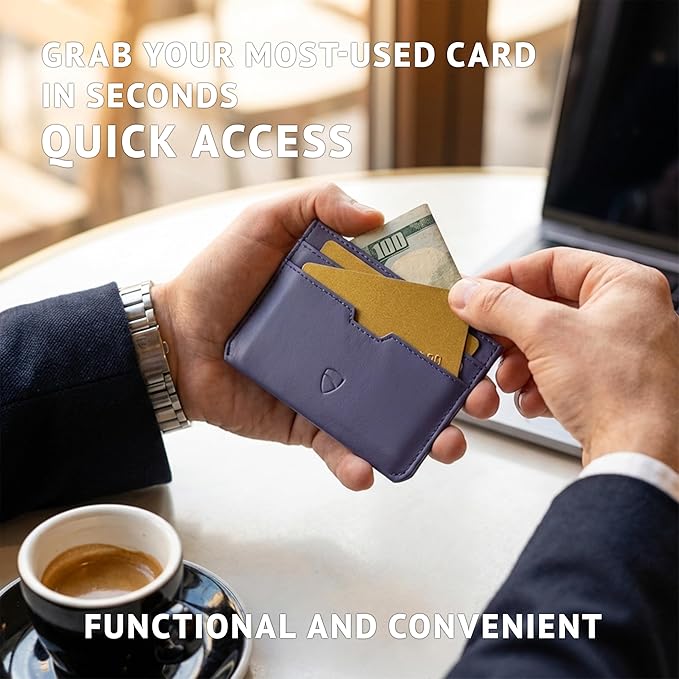 Vaultskin MOORGATE Slim Card Holder – Minimalist Leather Wallet with RFID Blocking, Front Pocket Credit Card Case for Men & Women