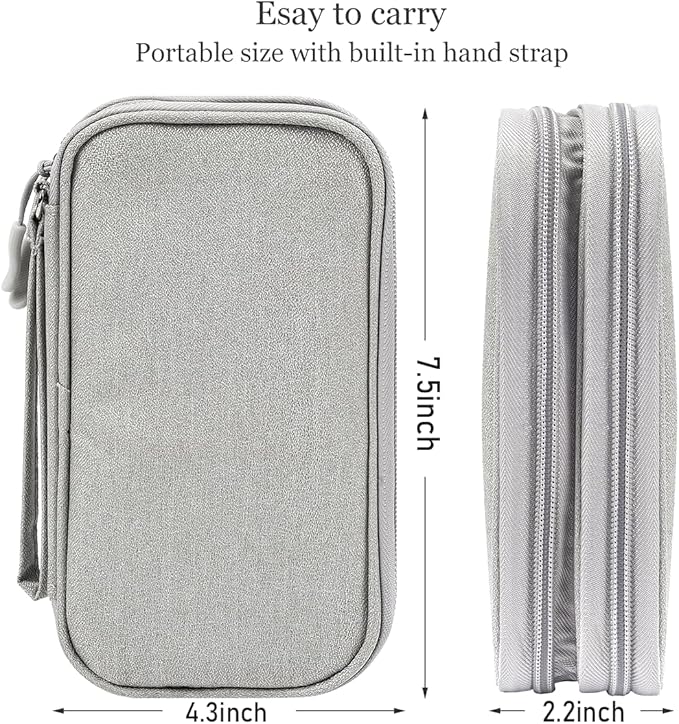 CAAORDKSO Electronic Organizer Travel Cable Accessories Case, Organizer Bag, Accessories Pouch for USB, Cord, Charger, Phone, Power Bank, Earphone (Light Grey, Medium)