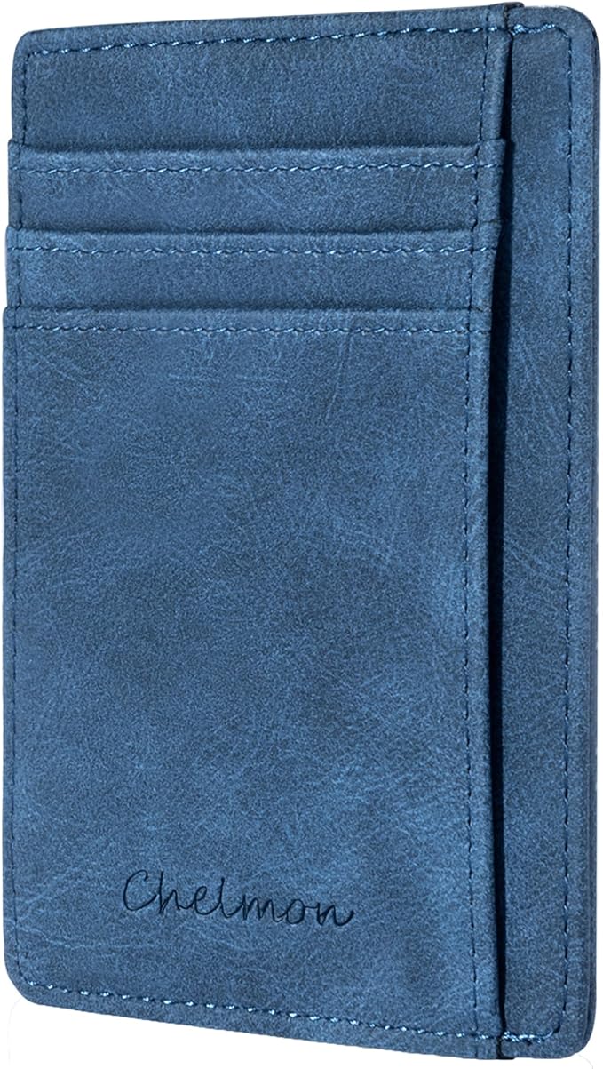 Chelmon Slim Wallet for Men, Minimalist Front Pocket RFID Blocking Credit Card Holder