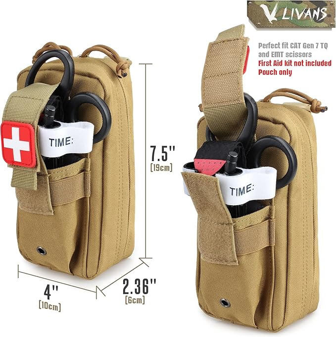 Tactical MOLLE Medical Pouch, Rip-Away EMT First Aid Pouch IFAK Trauma Kit Everyday Carry Survival Bag Include Cross Patch