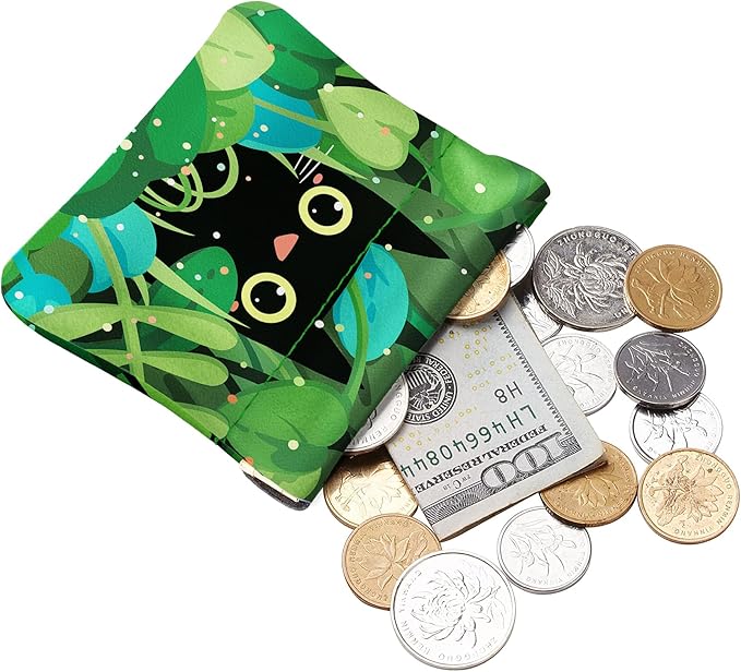 Travelambo Leather Squeeze Coin Purse Pouch Change Holder For Men & Women