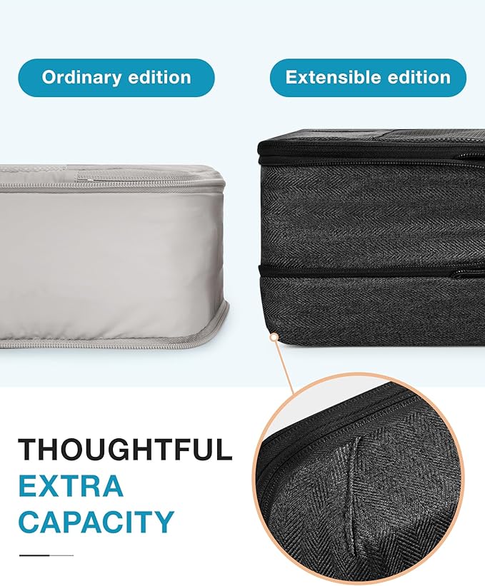 BAGSMART Compression Packing Cubes for Travel, 6 Set Packing Cubes for Carry on Suitcases, Compression Travel Cubes & Suitcase Organizer for Packing with Shoe Bag Khaki