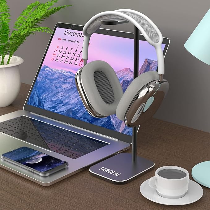 Headphone Stand - Aluminum Gaming Headset Holder for Desk - Computer Game Hardware and Accessories - Gamer Storage Gifts for Men - Black