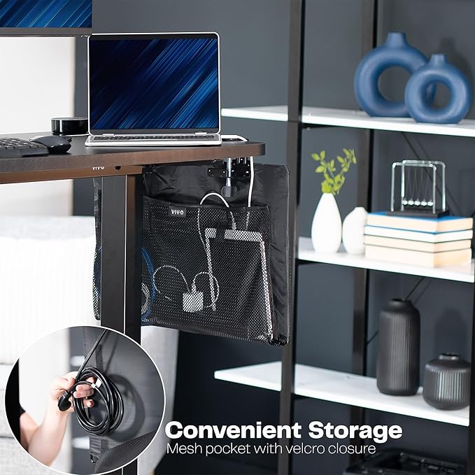 VIVO 24 Inch Clamp-on Privacy and Cable Management Organizer Sleeve, Wire Hider Kit Panel System, Desk Skirt, Black, DESK-SKIRT-24P