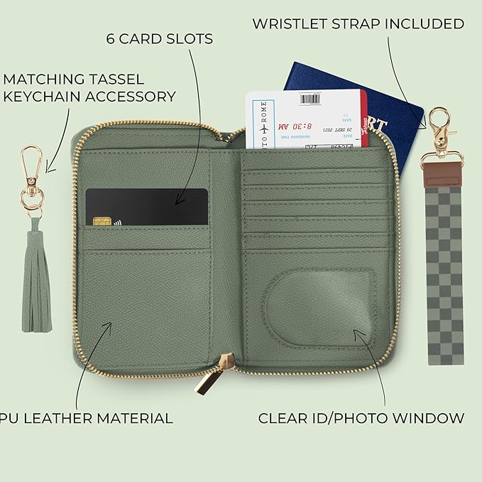 Beautiful Passport Holder for Travel with Wristlet Strap - All-in-One Wallet for Women with Card Slots and Tassel Keychain - Perfect RFID Blocking Case to Keep Your Travel Documents Organized & Safe