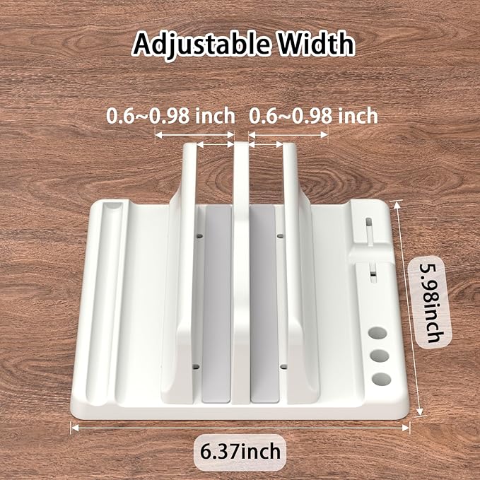 Vertical Laptop Stand Holder - Adjustable ABS Plastic Laptop Holder Vertical, Space-Saving 4 in 1 Compatible with All MacBook Pro Air, Mac, HP, Dell, Microsoft Surface (White)