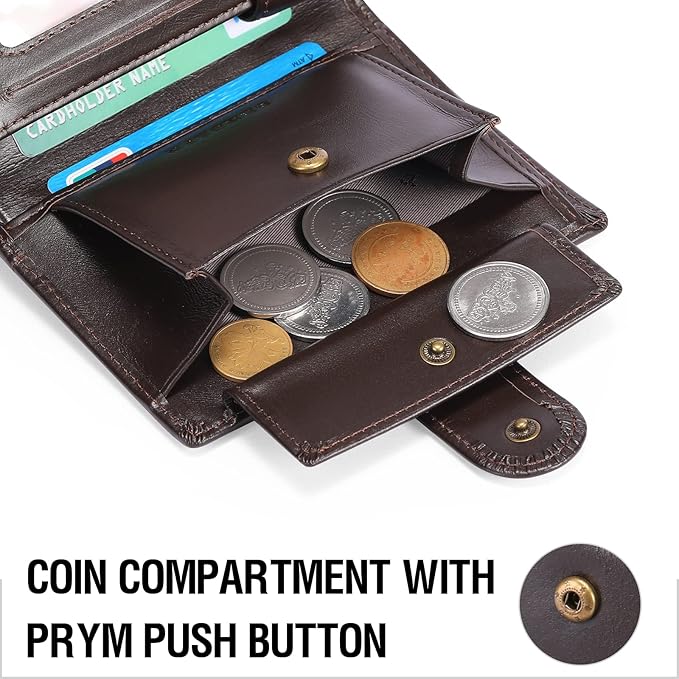 SENDEFN Men's Wallet Genuine Leather Bifold RFID Blocking Wallets for Men Credit Card Holder with Coin Pocket