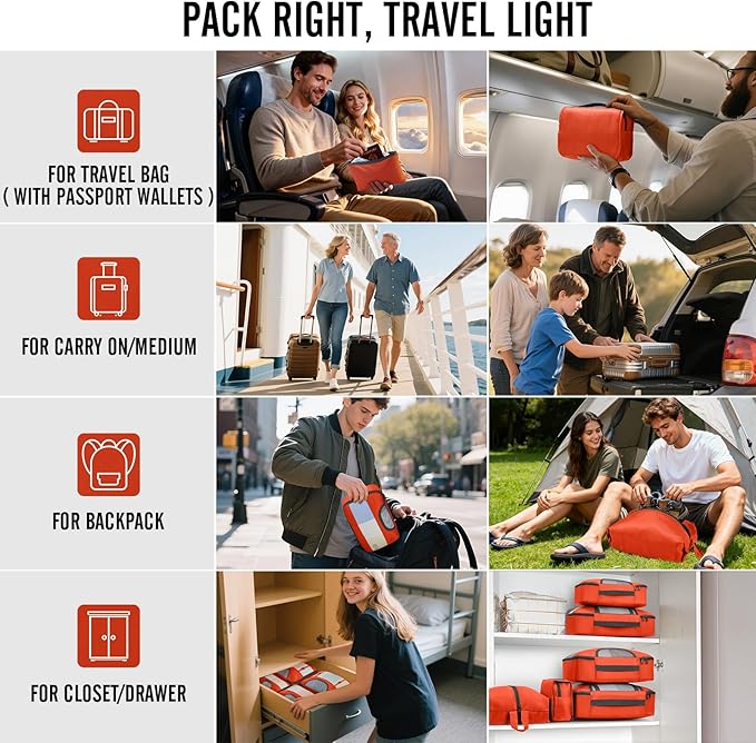 Veken 10 Set Packing Cubes for Travel Essential, Suitcase Organizer Bags in 4 Sizes, Carry-On Luggage Accessories with Large Laundry & Hanging Toiletry Bag, Must-Have for Airplane, Road Trip & Camping