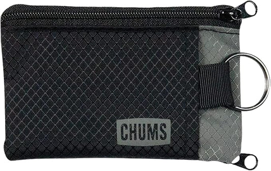 Chums Surfshorts Wallet - Solid Colors Collection, Lightweight Slim Wallet with RFID Blocking Card & Clear ID Window - Zippered Minimalist Wallet w/Key Ring
