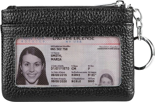 Women Genuine Leather Keychain Zipper Change Wallet Small Mini Pocket Size Coin Purse