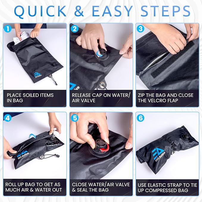 Wet & Dry Bag for Swimsuit, Gym Clothes; Smell Proof Small Gym Bag; Reusable Compression Swim Bag, Travel Laundry Bag; Isolate Wet Clothes, Remove Odor