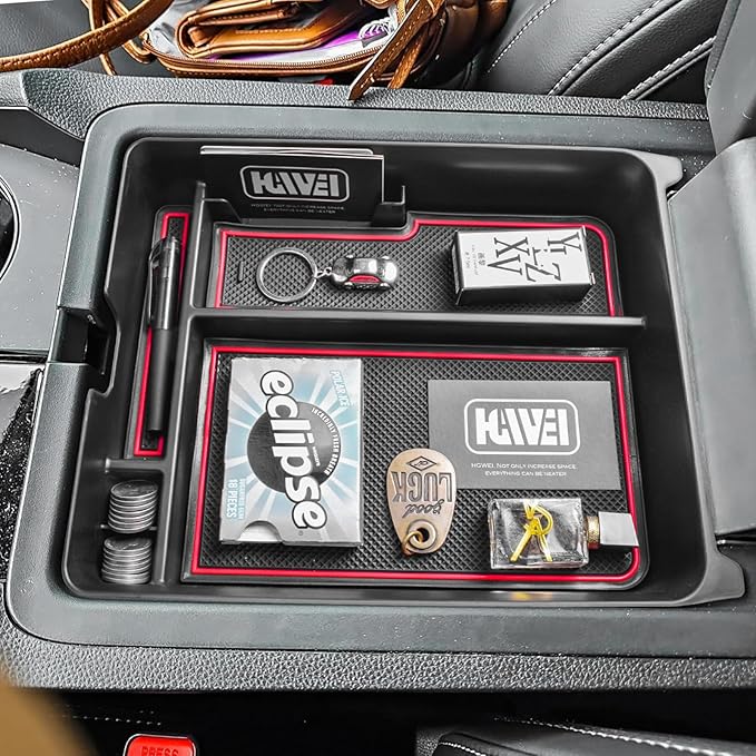 HGWEI Center Console Organizer Compatible with Honda Pilot 2023 2024 2025 2026 and Ridgeline/Passport 2024 2025 2026 Interior Accessories Insert Armrest Storage Box Tray, Red