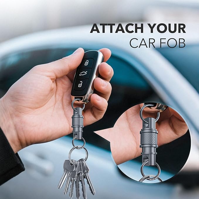 Quick Release Keychain with Detachable Key Rings-Heavy Duty Retractable Key Chain Clip for Men&Wome