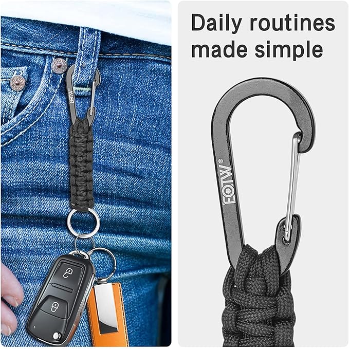 EOTW Carabiner Keychain,Paracord Keychain Small Aluminum Clip D Ring for Camping, Hiking, Fishing, Or As A Key Organizer
