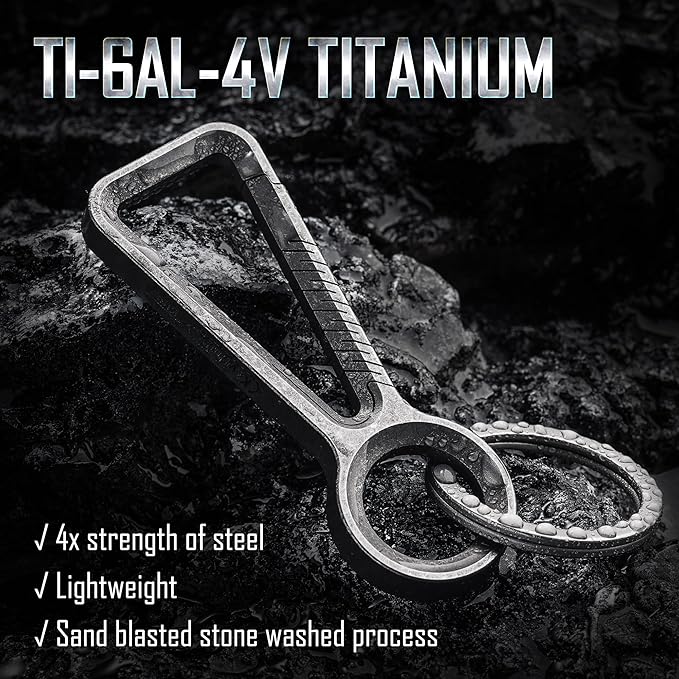 KeyUnity KM01 Titanium EDC Keychain Clip with Bottle Opener, Quick Release Carabiner Key Ring Holder for Men