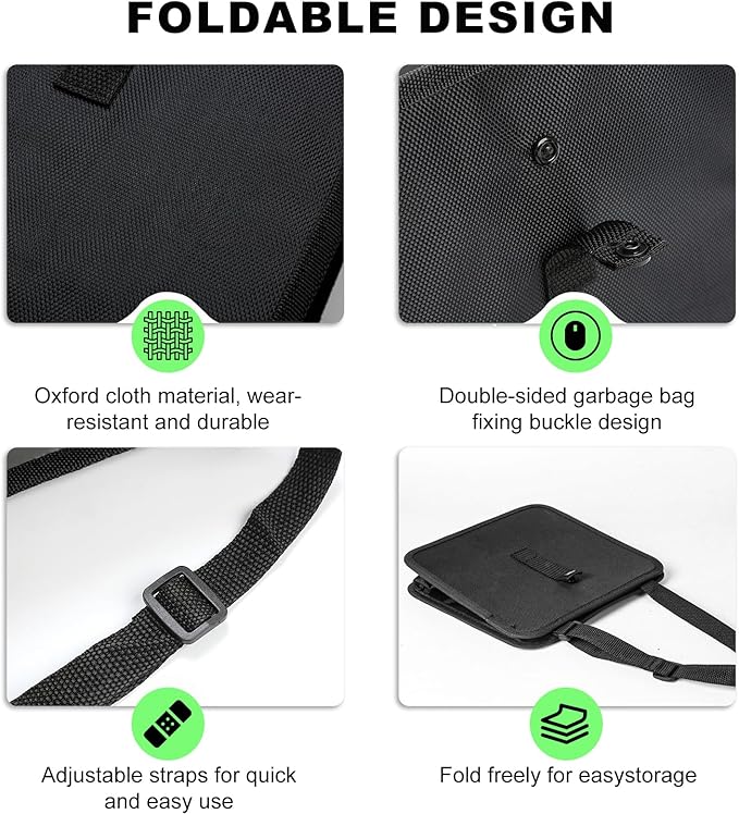 KVAEY Car Trash Can, Oxford Cloth Foldable Garbage Bin Waterproof Auto Trash Bag Organizer, Multipurpose Leak-Proof Large Capacity Hanging Garbage Can Storage Bag for Car Seat (Normal)