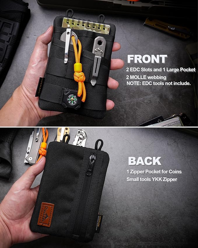 VIPERADE VE3 Tool Pouch Pocket Organizer, Nylon Tool Belt Loop Pouch with 4 Pockets Tool Storage EDC Pouch for Flashlight/Pocket Knife, Tactical Pen, Notebook (OD Green)