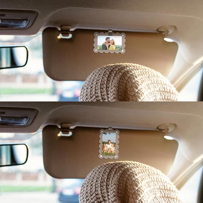 Car Sun Visor Photo Holder, Universal Magnetic Photo Car Visor Clip, Decorate Your Car Visor Picture Clip with Personality(Transparent Wave, 2.4x3.5)