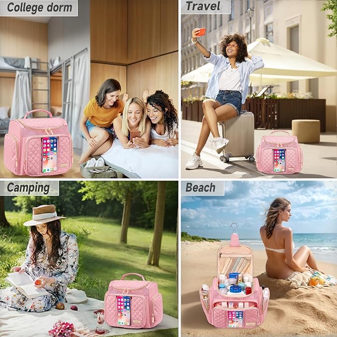 Tealari Large Toiletry Bag for Women Men,Bathroom Bag,Water Resistant Shower Bag,Makeup Bag,Portable Shower Caddy for College Dorm,Hanging Travel Toiletry Bag with Transparent Waterproof Phone Pocket