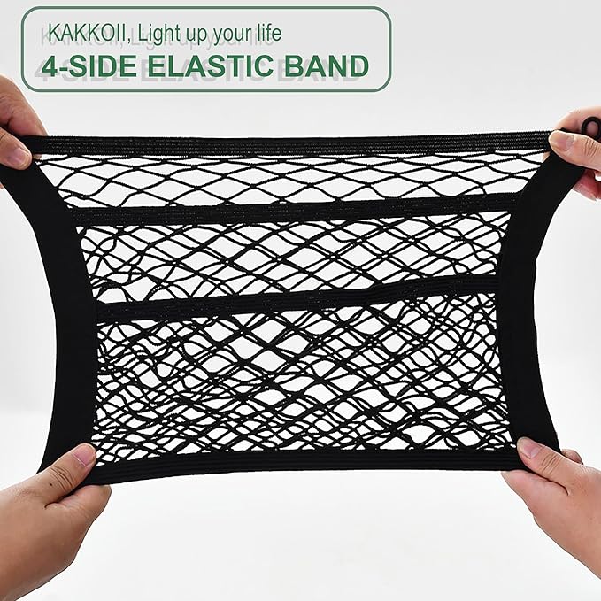 3 Layer Small Cargo Net,Cargo Storage Pocket Net, Mesh Elastic Pouch Organizer with Mounting Screws Hooks for Car,Rv, Trunk,Boats,SUV, Truck (2 Pack,11.8 x 9.8Inch,30 x25cm)