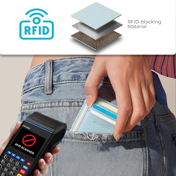 RUNBOX Slim ID Cases Minimalist Front Pocket RFID Blocking Leather Wallets for Men and Women Card Holder Wallets Gifts for men