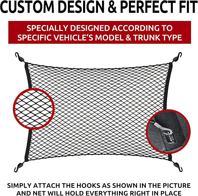 Floor Style Automotive Elastic Trunk Mesh Cargo Net for Acura MDX 2022-2026 - Premium Trunk Organizers and Storage - Luggage Net for Crossover - Best Car Organizer for Acura MDX