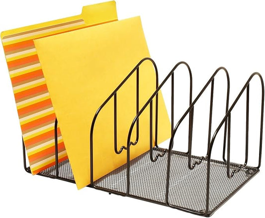 Deco Brothers File Sorter Organizer for Desk, 5 Sections, Black