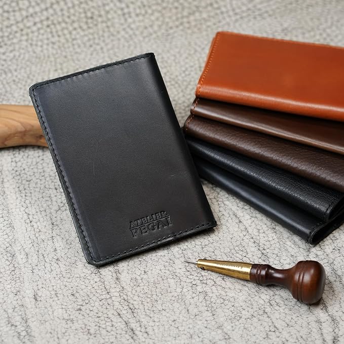PEGAI Personalized Leather Passport Holder Cover Wallet Travel Essentials | 100% Soft Touch Rustic Travel Wallet Case, International Travel Must Haves | DeKalb (DT Black)