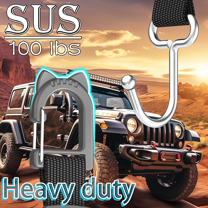 Car Headrest Hooks 2-Pack - Heavy Duty Metal Seat Hooks for Purses, Handbags & Grocery Bags - 100 LBS Load - Universal Car Accessory Organizer, Car Gifts