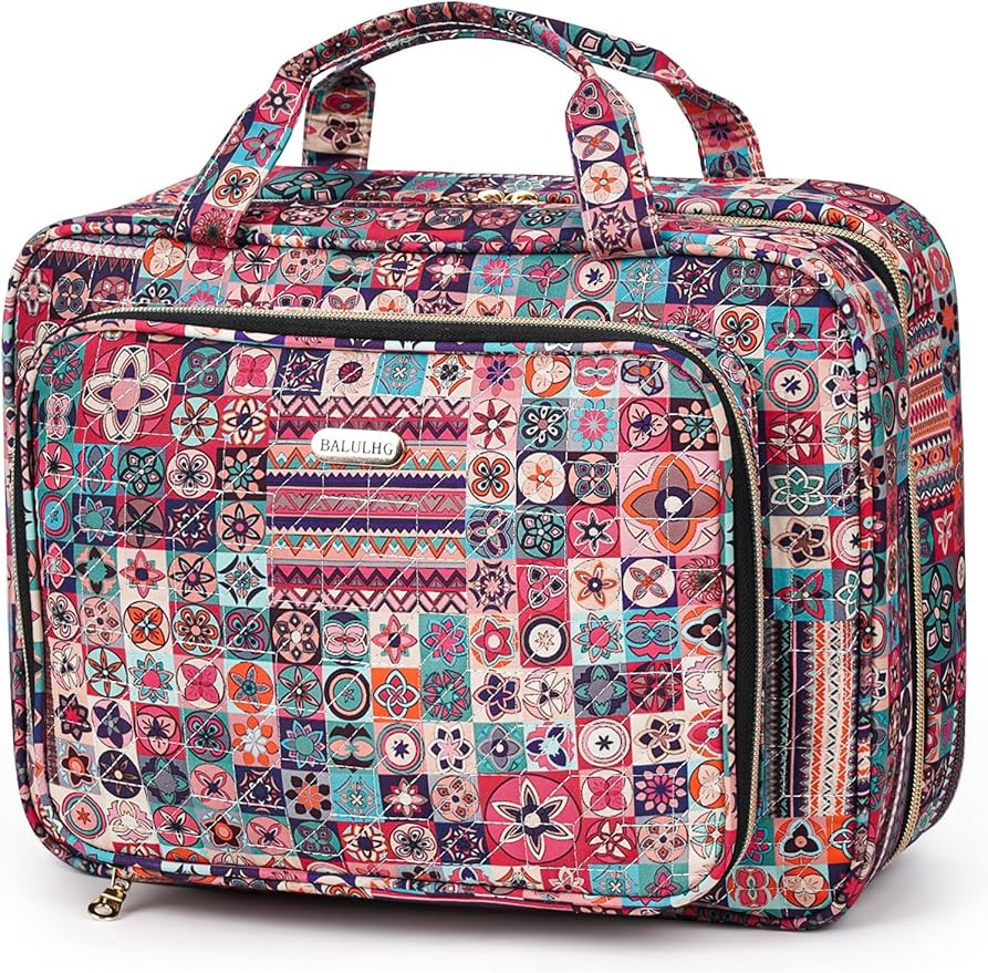 BALULHG Travel Hanging Toiletry Bag for Women,Makeup Bag Cosmetic Organizer Waterproof with Hanging Hook Multiple Pockets for Women Travel Essentials Bohemia