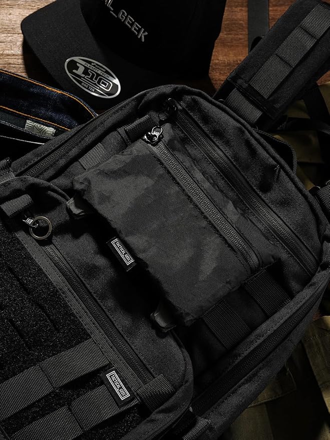 TACTICAL GEEK Storage A5 EDC Storage Pouch Set, Molle EDC Gadget Pouch, Multi-Functional Utility Small Tool Pocket for Daily Carry (Light Black)