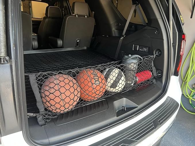 Rear Trunk Organizer Cargo Net for Chevrolet Tahoe 2015–2026 – Black Color Envelope Style Cargo Net for SUV – Premium Mesh Car Trunk Organizer Vehicle Carrier Storage – Compatible with Tahoe