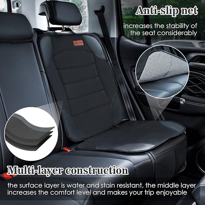 Siivton 2-in-1 Car Seat Protector & Kick Mat with iPad Holder - Kids Backseat Organizer with Touchscreen Pocket, Storage Pockets & Waterproof Cover for Child Safety and Mess-Free Rides