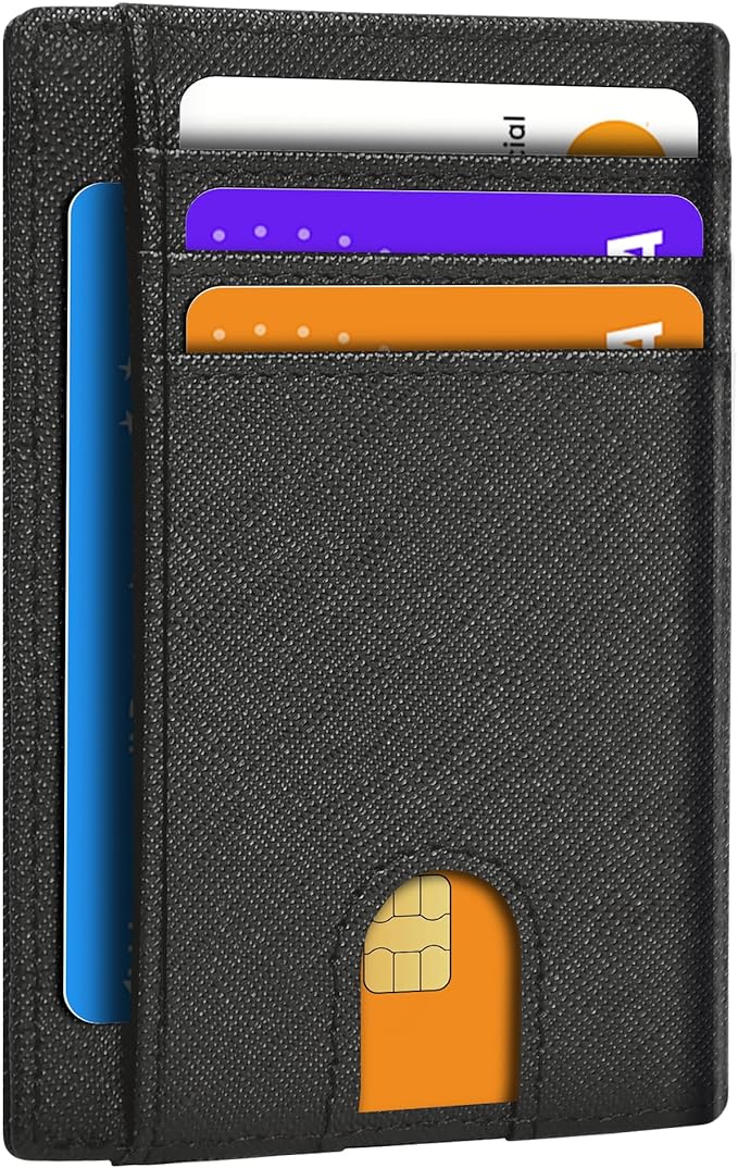 Slim Minimalist Wallet for Men,Front Pocket Wallet RFID Blocking Small Thin Credit Card Holder,ID Card Case Gift for Men Cross Black