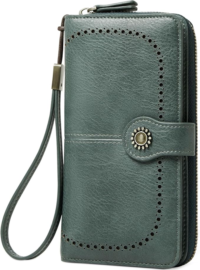 TFKGS Wallet for Women RFID Blocking Leather Large Capacity Card Holder Ladies Phone Clutch Travel Long Purse Wristlet | RFID Blocking, Leather, Large Capacity, Ladies, Travel